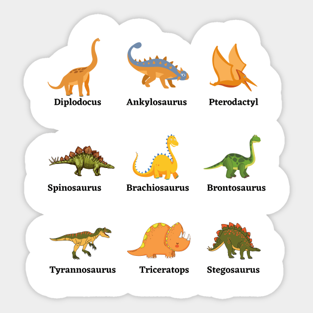 Dinosaurs Characters and Dino Pack Names Sticker by IlanaArt